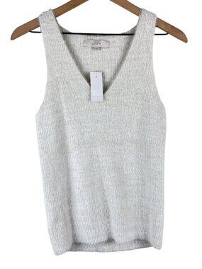 NWT LOFT Ivory Metallic Shimmer Fuzzy Knit V-Neck Tank Top